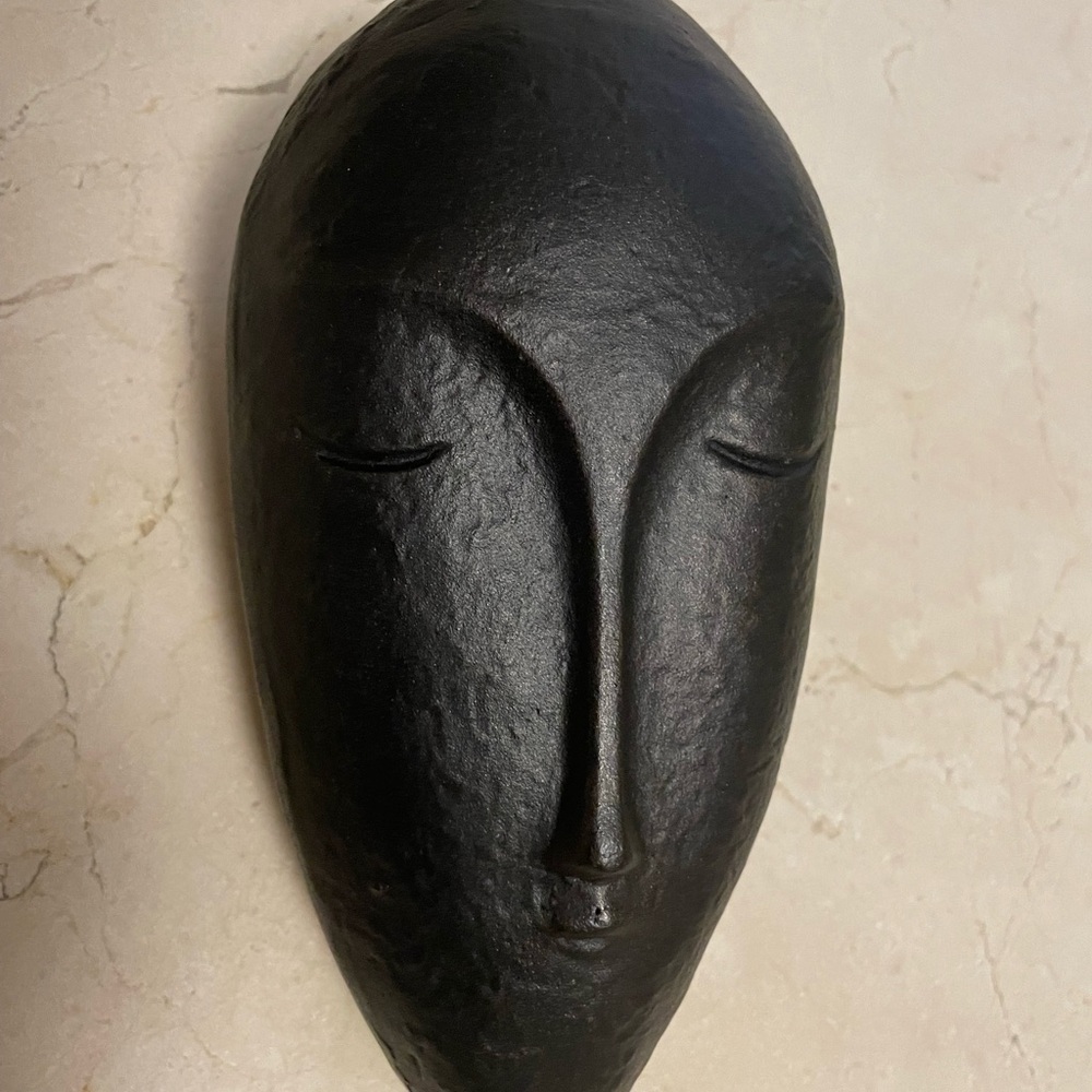 Pottery Barn Black Abstract Face Sculpture